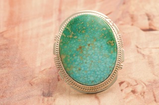 Genuine Kingman Turquoise Sterling Silver Navajo Ring